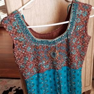 Teal blue kameez
